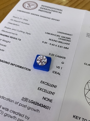 주문 3.23CT G VS1 3EX CVD 실험실 제작 다이아몬드 IGI 인증서 LG626434631 online manufacture