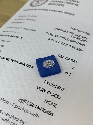 주문 1.38ct 타원형 절단 실험실 자란 다이아몬드 CVD E VS1 EX VG N IGI 인증 online manufacture