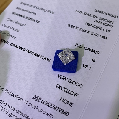 주문 3.42CT G VS1 EX VG CVD 실험실 자란 다이아몬드 공주 컷 OEM ODM online manufacture