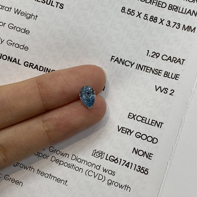 주문 1.29ct VVS2 진주 모양 실험실 제작 다이아몬드 화려한 생생한 블루 online manufacture