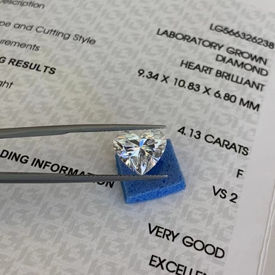 주문 4.13ct VS2 맑음 F 컬러 실험실 자란 심장 다이아몬드 IGI 인증 online manufacture