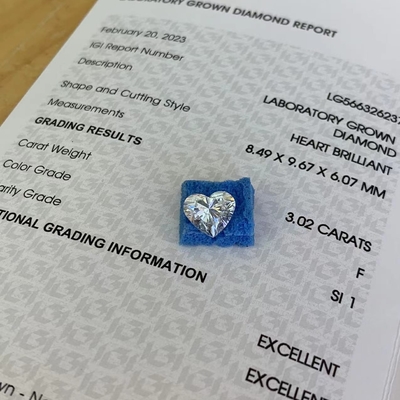 주문 3.02ct 실험실에서 자란 심장 모양 다이아몬드 CVD F SI1 2EX N IGI LG566326237 online manufacture