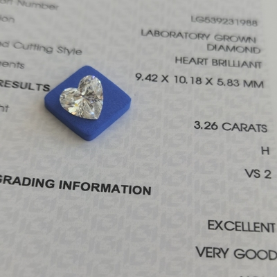 주문 3.26ct 심장 모양 실험실 다이아몬드 CVD H VS2 2EX N IGI LG539231988 online manufacture