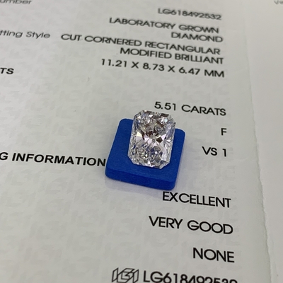 주문 5.51ct 방사성 절단 실험실 자란 다이아몬드 CVD F VS1 EX VG N IGI LG618492532 online manufacture