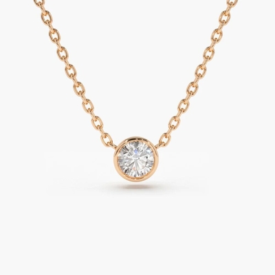 주문 18K 14K 10K 고금 선명성 CVD 둥근 절단 베젤 실험실 자란 다이아몬드 목걸이 online manufacture