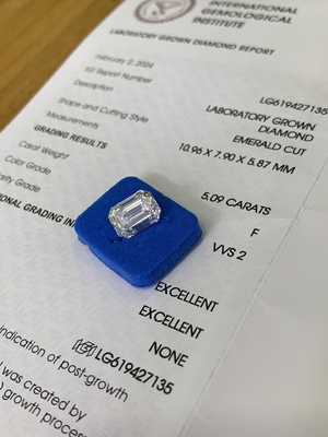 합성 5.09CT F VVS2 2EX CVD 실험실 제작 다이아몬드 에메랄드 절단