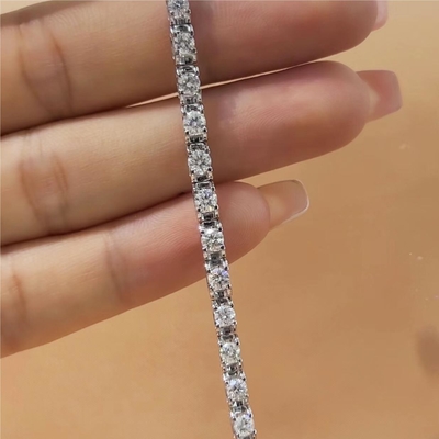 고금 청정성 CVD 둥근 절단 베젤 실험실 자란 다이아몬드 팔찌 18K 14K 10K 금속 유형